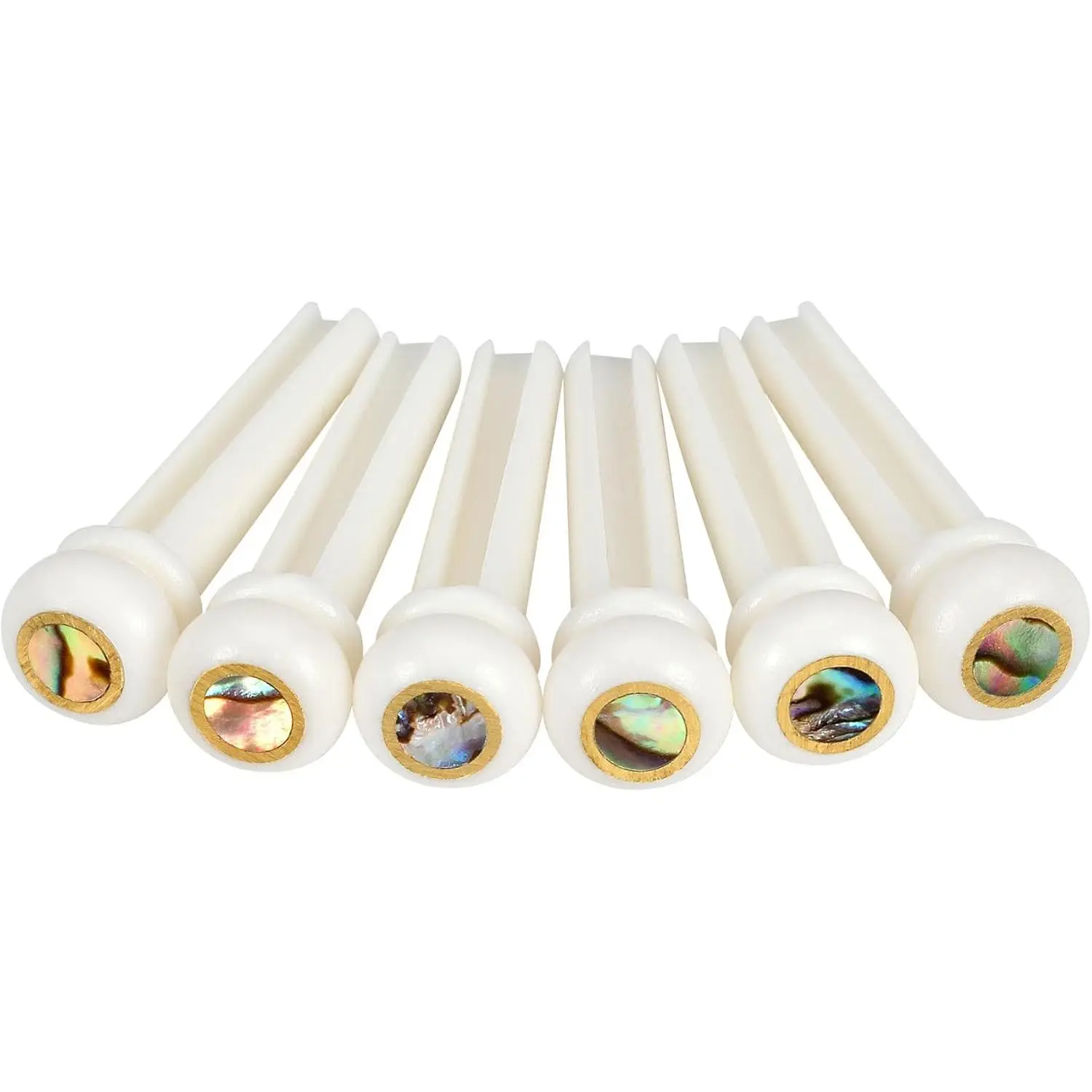6 count  Guitar Bridge Pins for Acoustic Guitar Accessories- Abalone Dot Inlied Decor, 6/12-String Compatibility ()