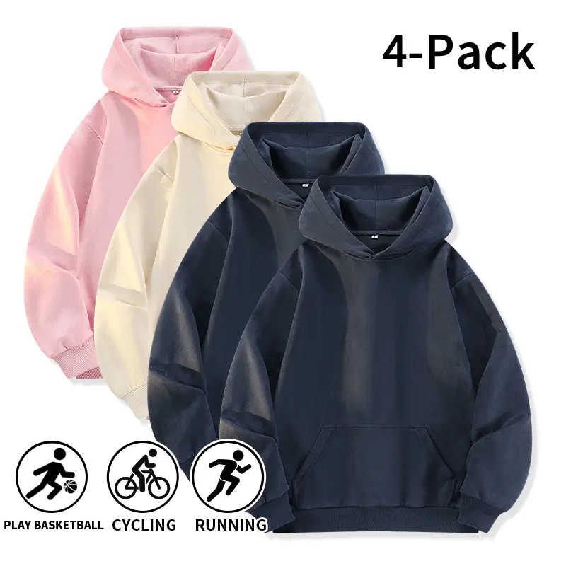 Men's Autumn Winter Suede Long-Sleeve Oversized Hoodie - Basic Solid Color Pullover Tops with Kangaroo Pocket, Soft Cozy Loose Fit Casual Top for Everyday Wear, Sports