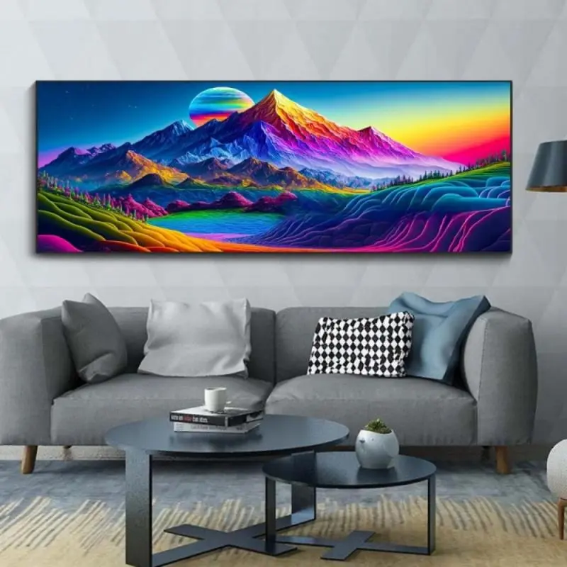 DIY Diamond Arts Colorful Painting Kit, Landscape Pattern Diamond Arts Colorful Painting without Frame, Handmade Craft Wall Art Decoration