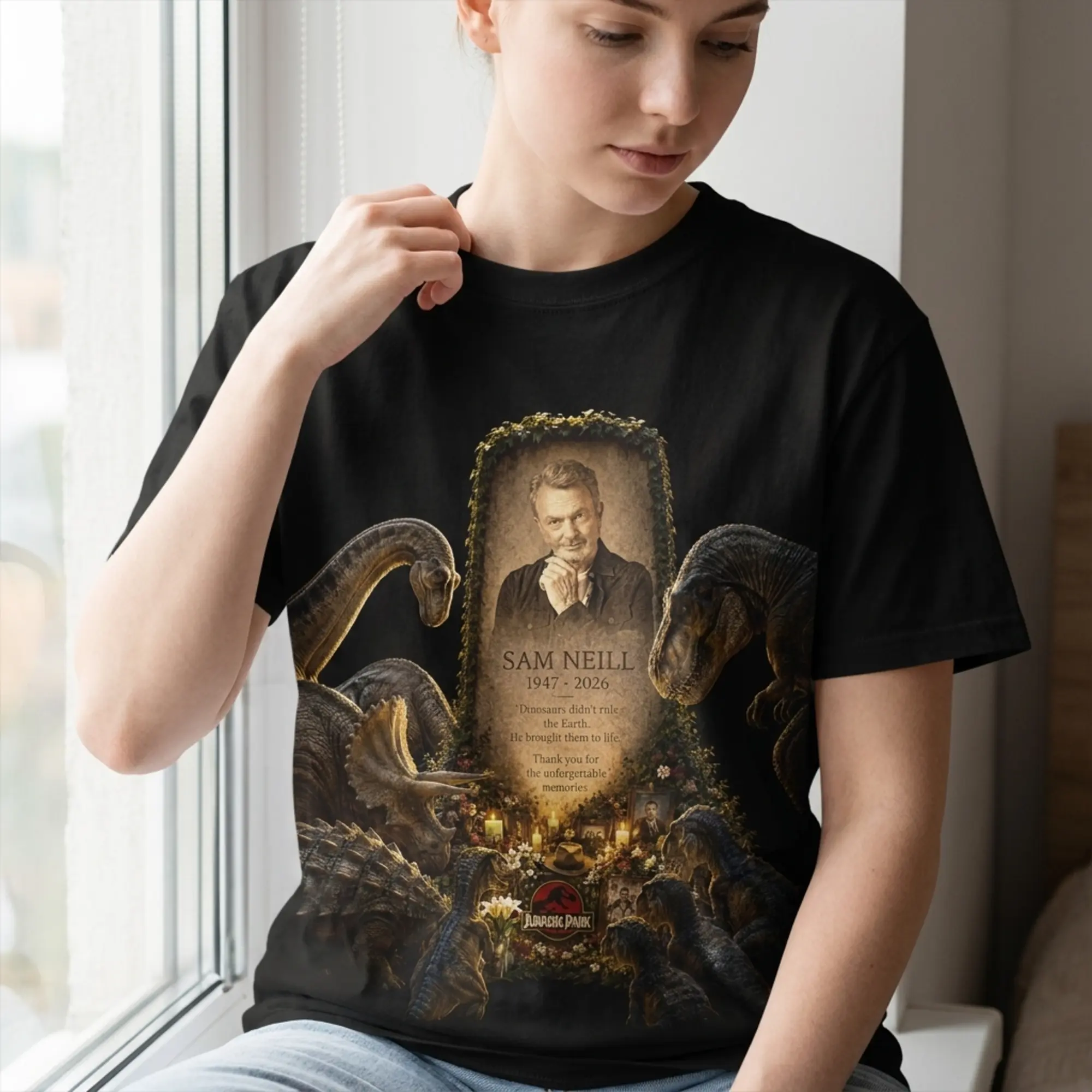 Sam Neill Memorial Tribute Tee, Legends Never Die Vintage Shirt, RIP Legend Cinema Top, Legendary Actor T-Shirt, RIP Sam Neil Shirt, Tribute Apparel
