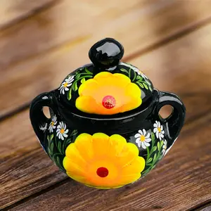 Hand painted sugar bowl with lid