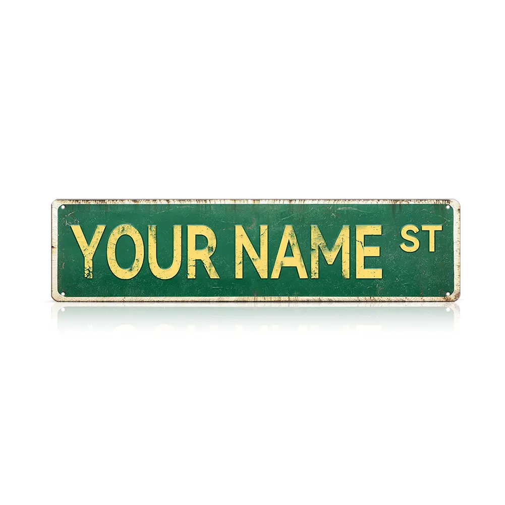 Custom Street Sign Vintage Metal Tin Sign, Personalized Road Name Plate, Rustic Wall Decor for Home, Bar, Garage, Cafe & Man Cave, Perfect Christmas Gift – Palette&Wall | summervibes