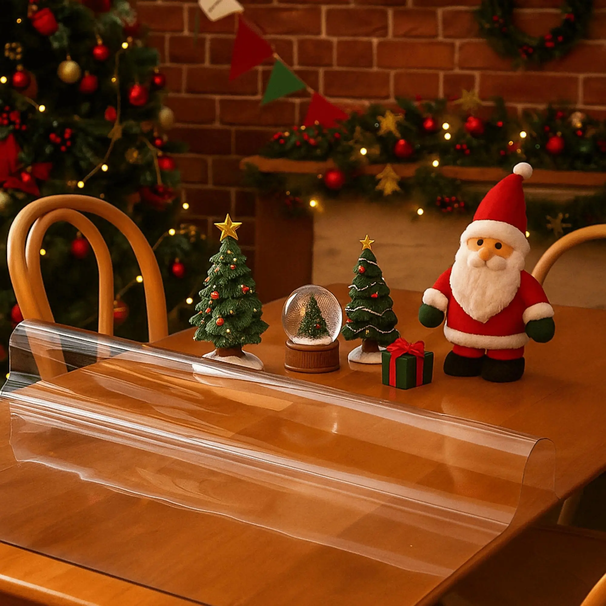 Clean, pollution-free, PVC transparent table mats protect the festive atmosphere, available in multiple sizes, dustproof, waterproof, durable, heat-resistant, rectangular size/multiple sizes