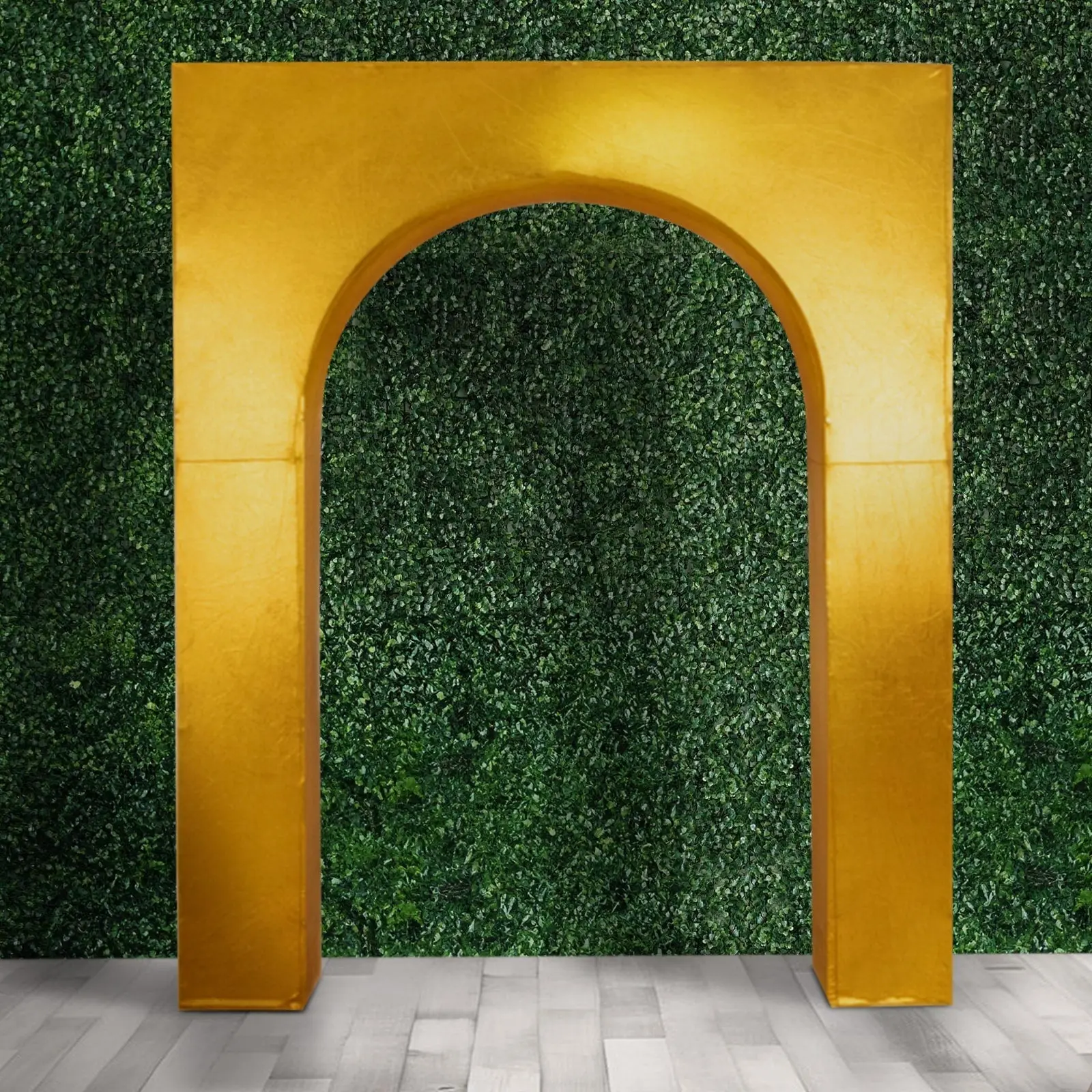 8ft Gold Metallic Spandex Backdrop Stand Cover for Arc de Triomphe Circular Archway, Stretch Fitted Cover for Wedding Background Arch & Floral Balloon Frame, Home Supplies Festive Party Banners, Colorful Balloons Festive Backdrops