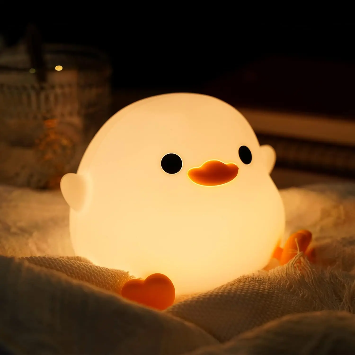 DoDo Duck Night Light, Cute Duck Lamp, Silicone Dimmable Nursery Nightlight, LED Bedside Lamp with 20 Minutes Timer & Tap Control Baby Girls Women Bedrooms, Living Room