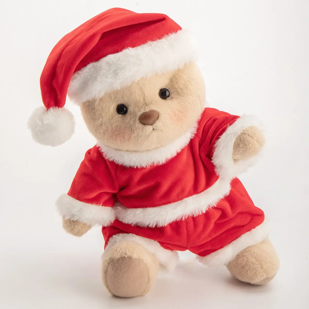 Getahug Christmas Santa Claus White Fluffy Stuffed Teddy Bear - 12 in Collectible Stuffed Animal, Christmas Gift, Festive Home Decor Stocking Stuffer, Fluffy Stuffed Toys