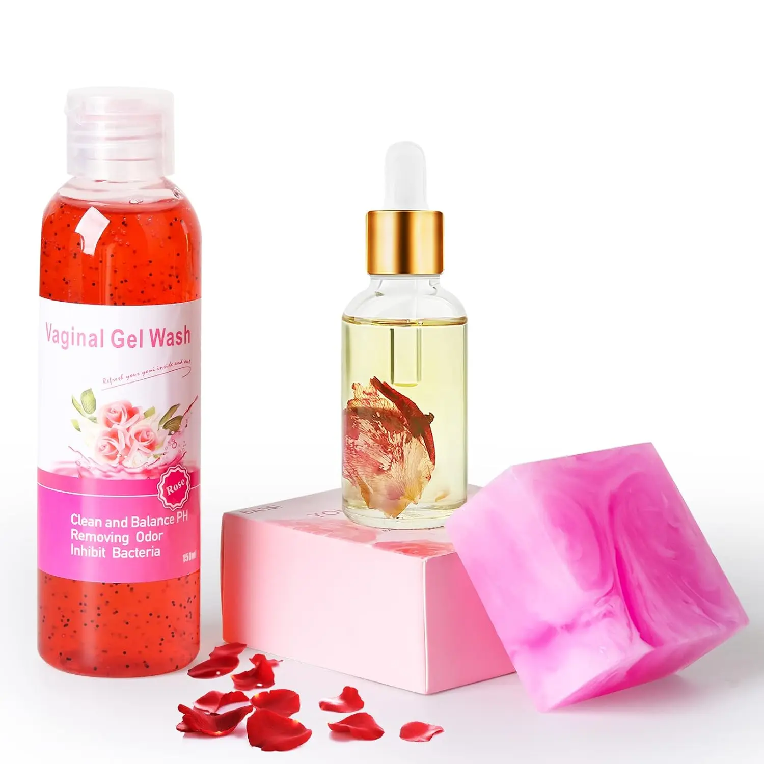 Feminine Wash & Yoni Oil & Yoni Soap Set for Women, Yoni Wash for Vaginal Remove Odor, Natural Feminine Care Soap for pH Balance, 1 Fl.Oz Feminine Oil & 5.07 Fl.Oz Vaginal Wash 3.53 Oz Yoni Soap Bar