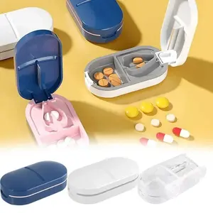 Portable Pill Cutter Dispenser, Medication Slicer Splitter, Home Medicine Box Organizer, Daily Drug Storage Container