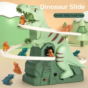 Luminous dinosaur track children's toy,Electric dinosaur stair climbing track Toy, dinosaur chase track game,track slide toy, dinosaur roller coaster toy with lights and musictoy Ideal Gift for Kids