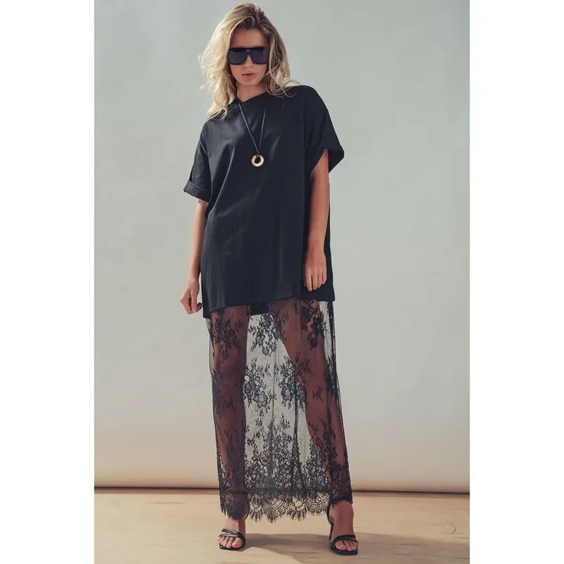 lace work dresses Embroidered Lace Dress - Black Dress main image 1