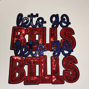 Let's Go Bills Sequin Patch for Clothes and Bags