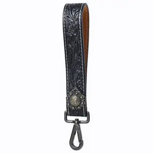 American Darling ADKR217 Hand Tooled Genuine Leather Wristlet Key Ring