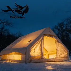 PAKICETUS Large Inflatable Camping Tent with Skylight, Quick Air-Flow & Breathable Mesh Design, Summer Glamping Hot Tents for Camping with Stove, Quick Setup Inflatable Camping Tent for 4-6 Person Families, All-season, Camping Essentials  Brand: PAKICETUS