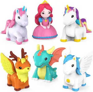 Tub Works Fantasy Mold Free Bath Toys, 6 Pack | Sealed, No Hole Bath Toys Design Keeps Moisture Out | Soft, Squeezable & Float on Water | Baby & Toddler Bathtub Toy | Unicorn Baby Girl Bathtub Toy