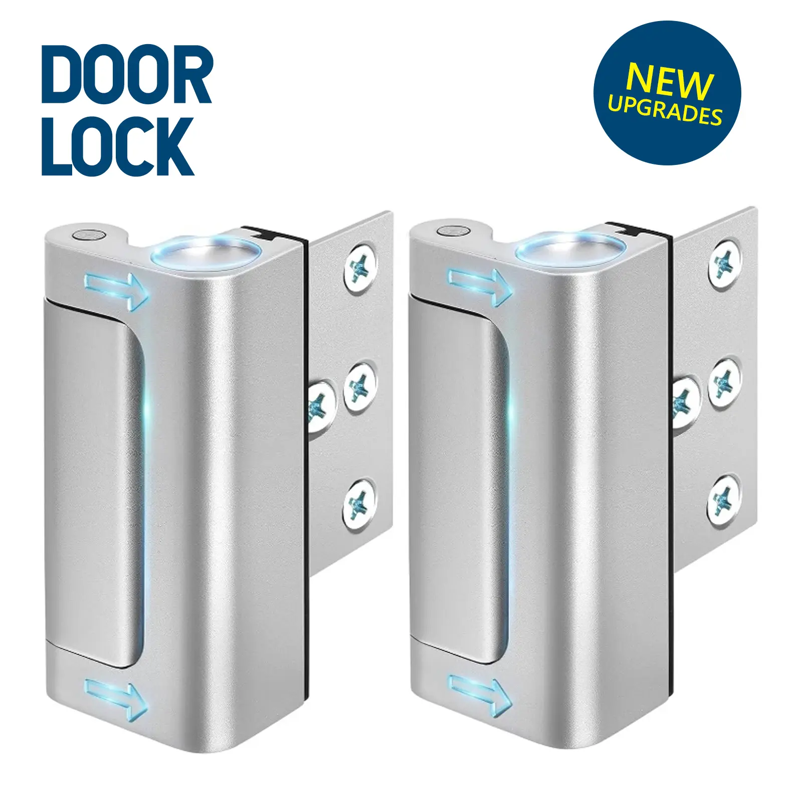 2-Pack Security Door Locks, Heavy-Duty Aluminum Alloy, Anti-Force Intrusion, Mechanical Door Blockers