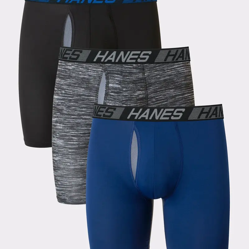 Hanes Men's Long-Leg Boxer Briefs Pack, 3-Pack, X-Temp Total Support Pouch