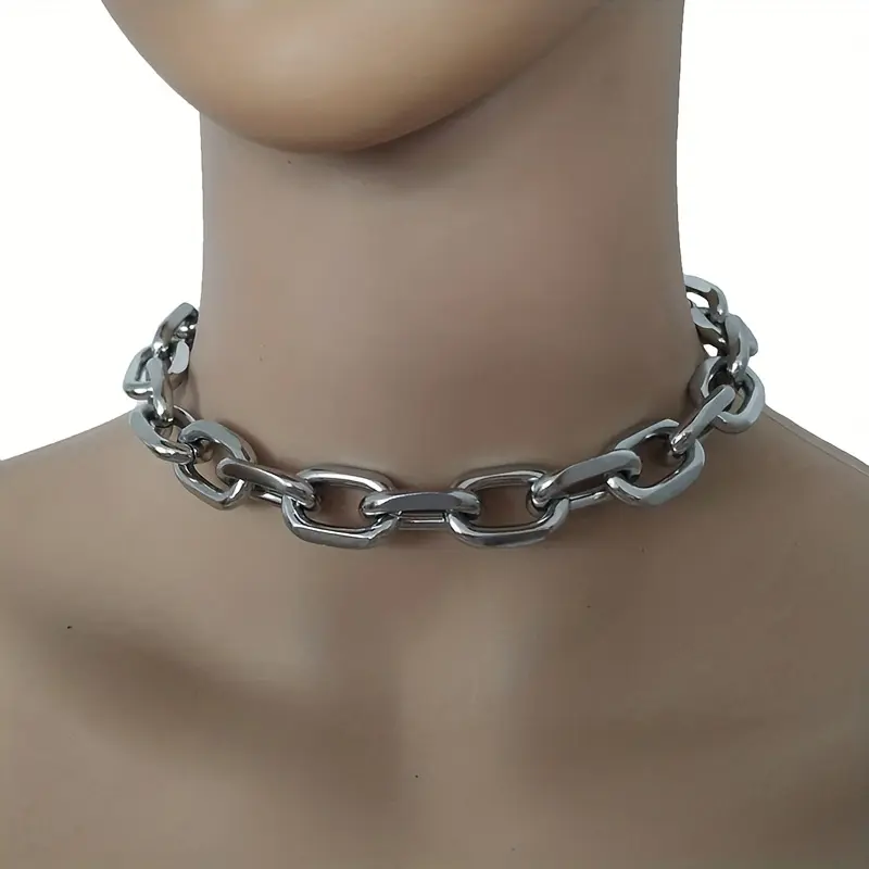 Exaggerated Punk Heavy Metal Style Large Thick Chain Necklace for Women Gothic Nightclub Decoration Neck Jewelry