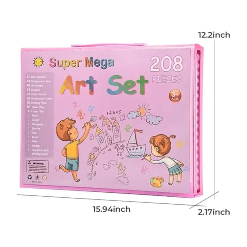 208pcs Super Large Art Set for Kids, Colorful Art Supplies, Crayons, Colored Pencils, Markers, Perfect Gift for Children