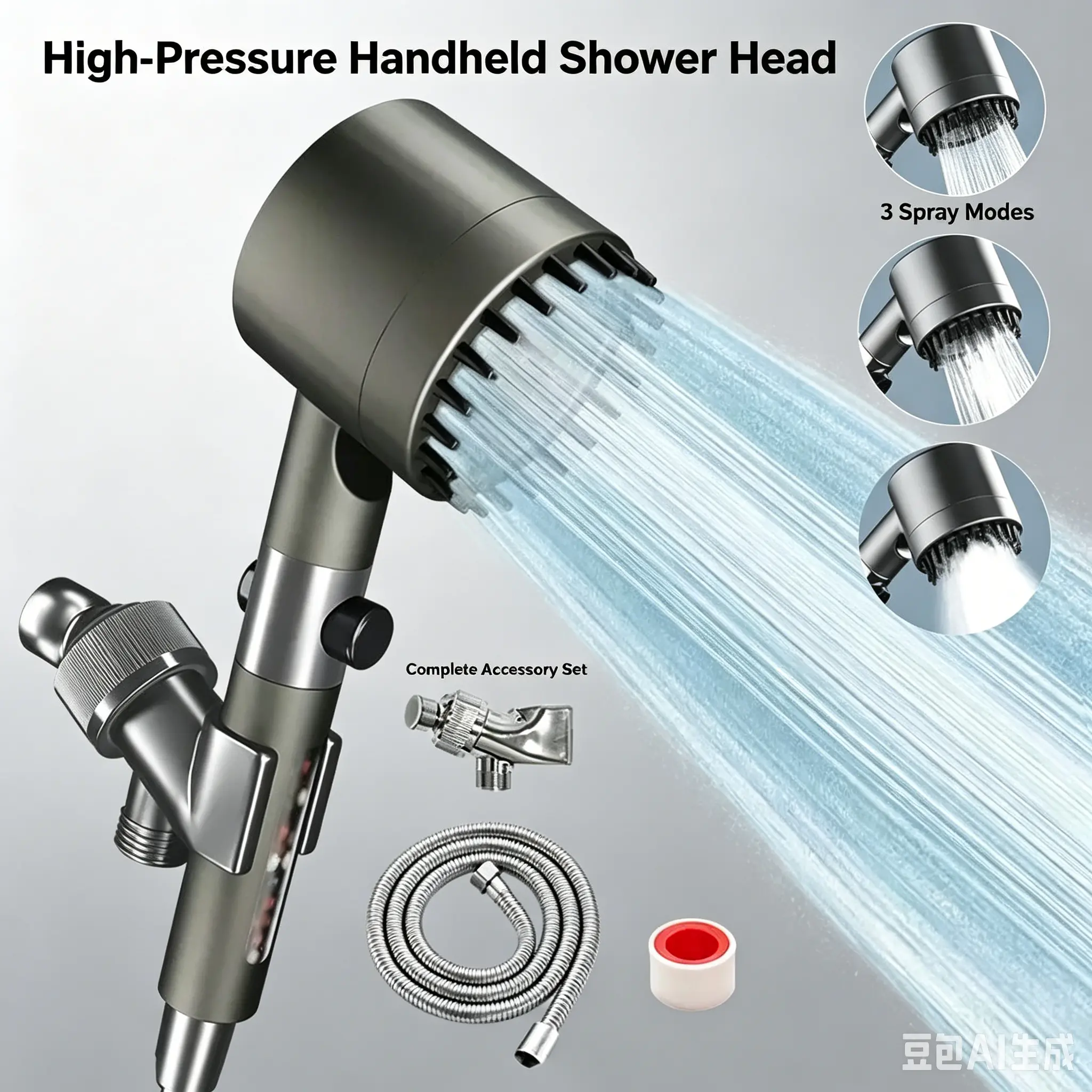 Lon Drops Filtered Shower Head with 59in Hose, Bracket, 5 Filter Replacements, Adjustable, Built-in Flash Mode water softener filter bead classic stainless steel pet bathing purified brush