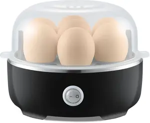 [New Offer] Simple Electric Egg Cooker with 7 Egg Capacity, Soft Boiled, Medium Boiled, Hard Boiled Egg Cooker with Automatic Shut-Off Function, Comes with Measuring Cup, BPA-Free, Classic Black Electric Egg Cooker