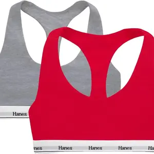 Women's Originals Racerback Bralette Pack - Breathable Stretch Cotton Bras, 2-Pack, Summer Wear, Plain Design, ComfortFlex Fit & Cool Comfort Technology