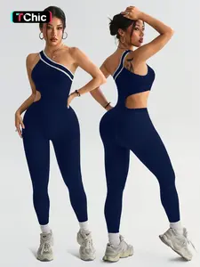 Women's Colorblock Criss Cross Workout Sportswear Jumpsuit, Sleeveless High Stretch Knit, Sporty Style, Athletic Style Activewear, Comfortable for Yoga, Gym, Outdoor Activities, Workout Fitness Jumpsuit
