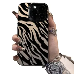 Zebra Pattern Black Matte All-Inclusive Anti-Drop Mobile Phone Case, Suitable for Apple 17PROMAX/16PLUS/17PRO/16/15PROMAX/15PLUS/15PRO/15/14PRO 11PROMAXProtective Case Transparent Shock Absorption ~ IMD Material-Black-Zebra Pattern 175SC