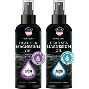 AROMASONG Dead Sea Magnesium Body Oil Spray 2-Pack (Original & Lavender), 23mg Extra Strength 8 fl oz, 100% Natural USA-Made for Muscle Relief & Sleep Support
