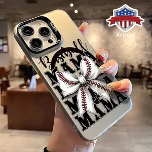 Baseball Mama Pattern Magnetic Phone Case for iPhone 15 16 14 Pro Max 13 12 11 XR XS Plus Shockproof Drop Protection Durable PC Smartphone Cover Cellphone Protective Smartphone Casing