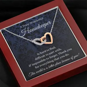 Interlocking Hearts, Housekeeper Gift, Housekeeper Necklace, Housekeeper Jewelry, Housekeeper Thank You, Housekeeper Appreciation,