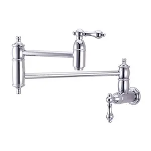 Kingston Brass KS3101AL Restoration Ceramic-Metal Pot Filler Faucet - 1 Faucet Hole, Ball Type Valve, 2.2 GPM at 60 PSI, Polished Chrome Finish
