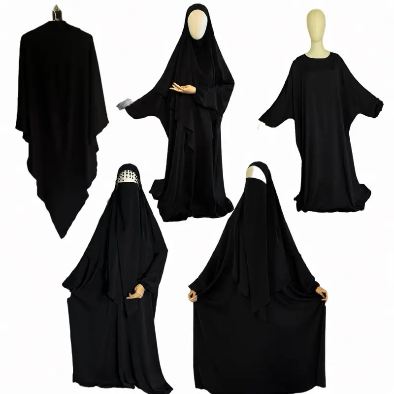 One layer khimar and batwing sleeve abaya