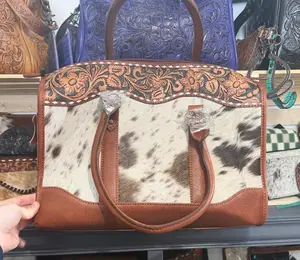 American Darling cowhide & tooled leather duffel bag