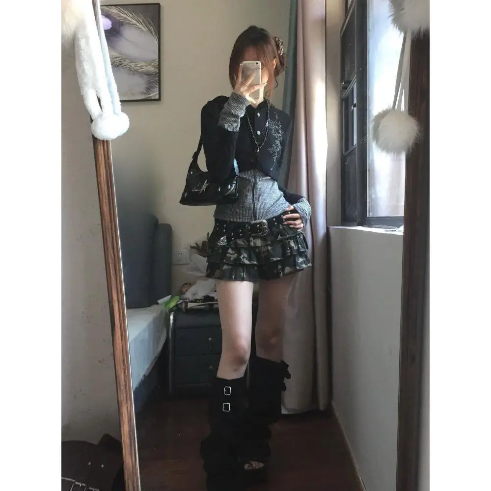 Y2k Aesthetic Fake Two Pieces Zipper Jackets Streetwear Casual Hooded Print Tops Vintage Patchwork Bodycon Coats Women Harajuku