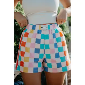 Multicolored Checker Boxer Shorts Women