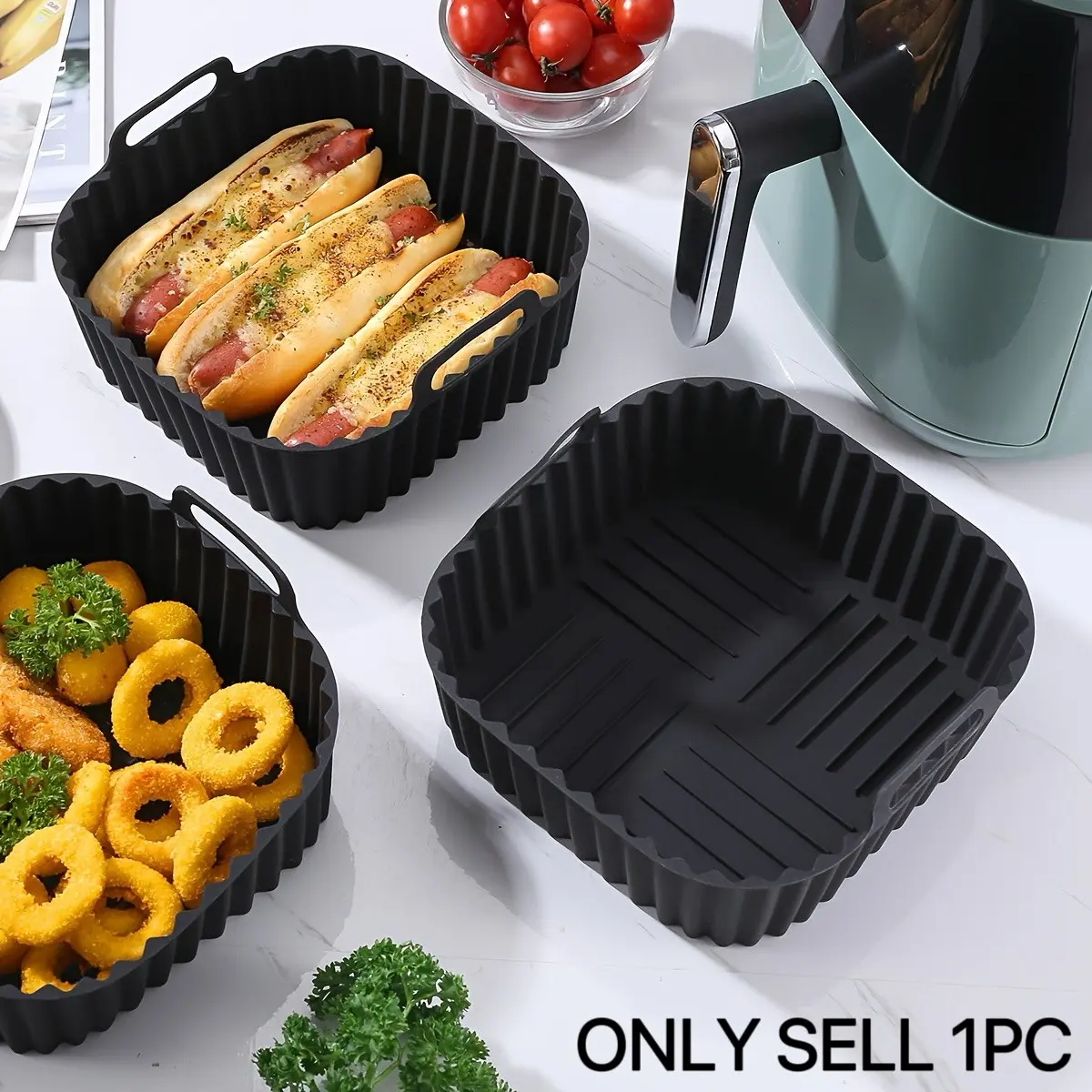 Silicone Air Fryer Baking Tray, 1 Count Reusable Durable Non-stick Air Fryer Liner, Baking Tray for Home Kitchen, Kitchen Accessories