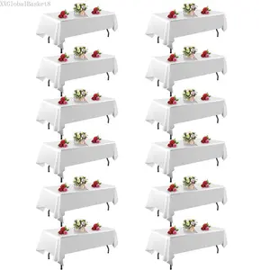 6/10 Pack White 102 x 60 In Tablecloths – Fit 4 - 8 foot Rectangle Tables|   Stain & Wrinkle Resistant|   Washable Polyester Table Covers for Wedding, Party, Dining, Tablecover, Decoration, Ornaments, DecorXXGlobalBasket8