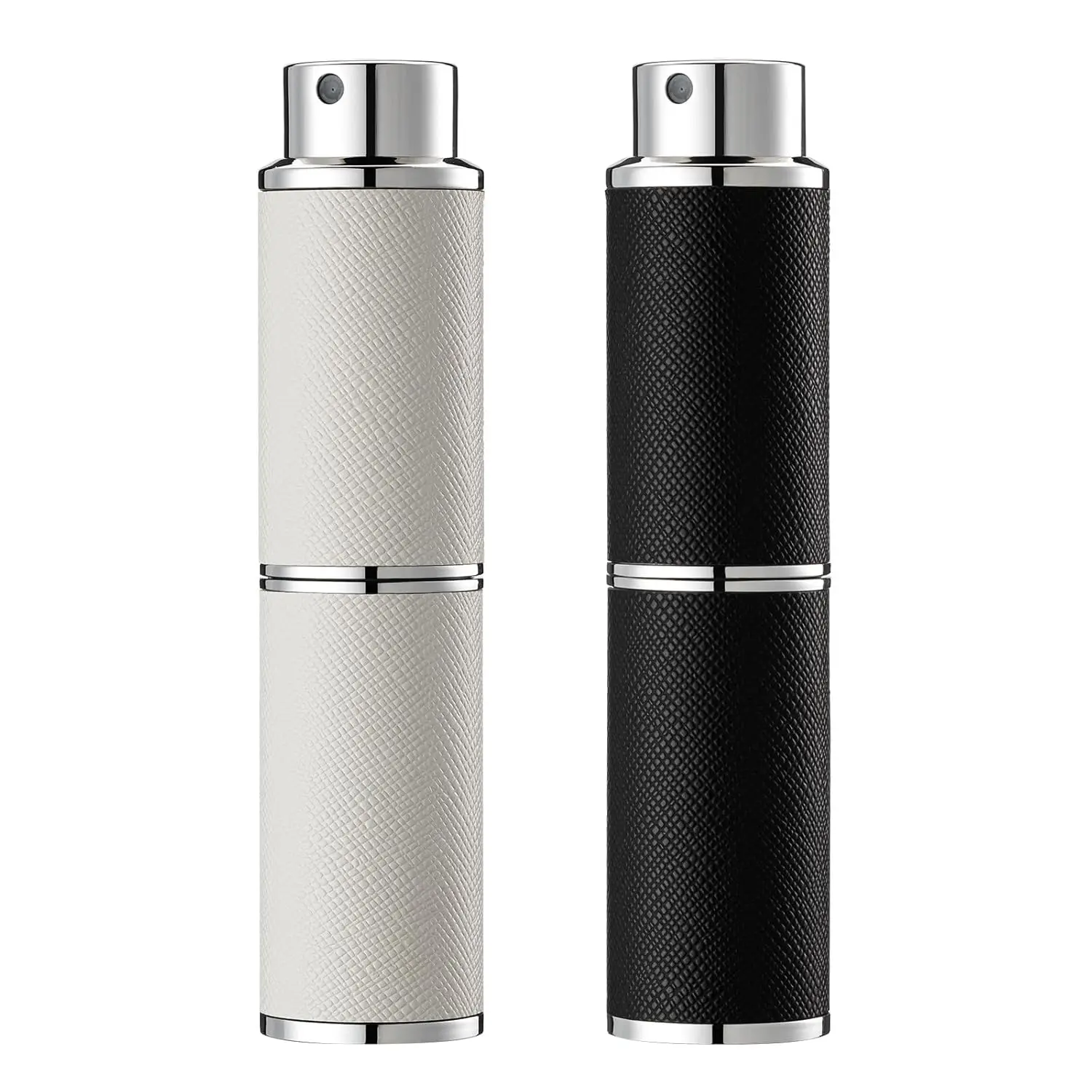 2 count Perfume Atomizer, 8ML Leather Empty Cologne Sprayer, Mini Perfume Spray Bottle for Travel (Black, White)