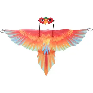 Kids Parrot Costume Bird Wing Shawl With Mask For Party Halloween Dress Up Red 120*68cm
