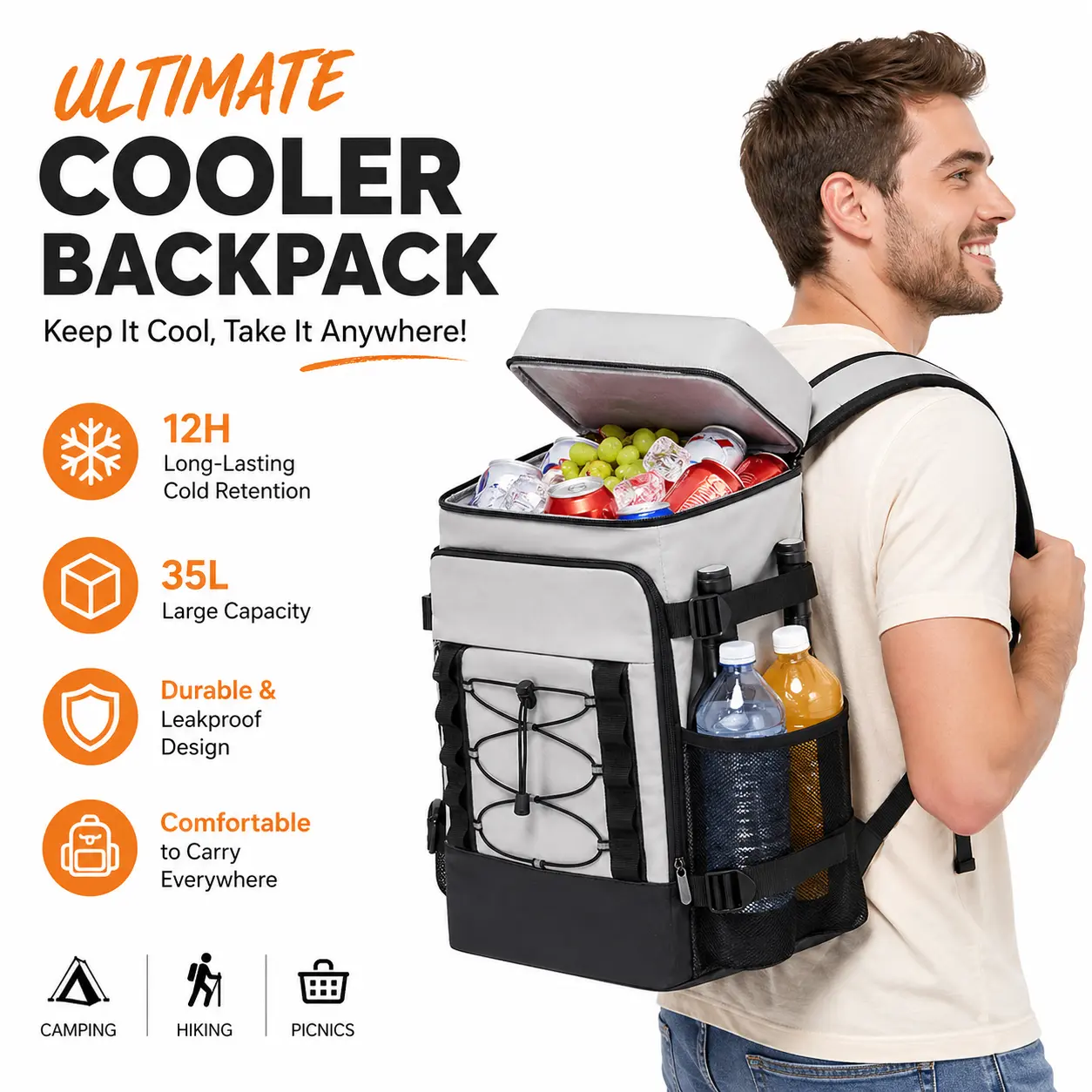 Large Capacity Cooler Backpack with Wine Pockets | Waterproof Insulated Bag for Beach, Camping & Picnics Large Capacity Cooler Backpack with Wine Pockets | Waterproof Insulated Bag for Beach, Camping & Picnics