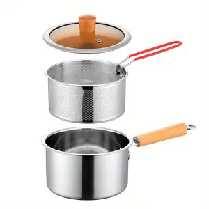 【SoloEating】Stainless Steel multifunctional fryer- Deep fryer with basket-Non-Stick Saucepan-Deepfryer-Kitchenmusthaves-Suitable for Induction & Gas Stoves 1.5Quart