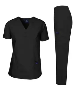 DAGACCI MEDICAL UNIFORM® Unisex Scrub Set - Summer Plain V-Neck Top & Straight Leg Pants - Breathable, Wrinkle-Resistant, Anti-Static - 3 Pocket Top, 5 Pocket Pants