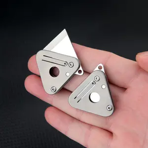 Mini Titanium Alloy Triangular Keychain Folding Pocket Knife, Sharp Portable Box Opener, Portable Hand Tool, Compact Edc Tool, Survival Tools, Ideal Gift for Outdoor Camping Fishing