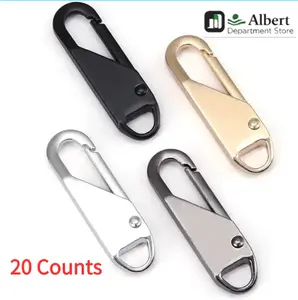 20-Count Universal Snap-On Zipper Pull Replacement Tabs, Zipper Repair Hooks for Travel Bags & Luggage, DIY Sewing Accessory for Climbing & Outdoor Recreation Equipment