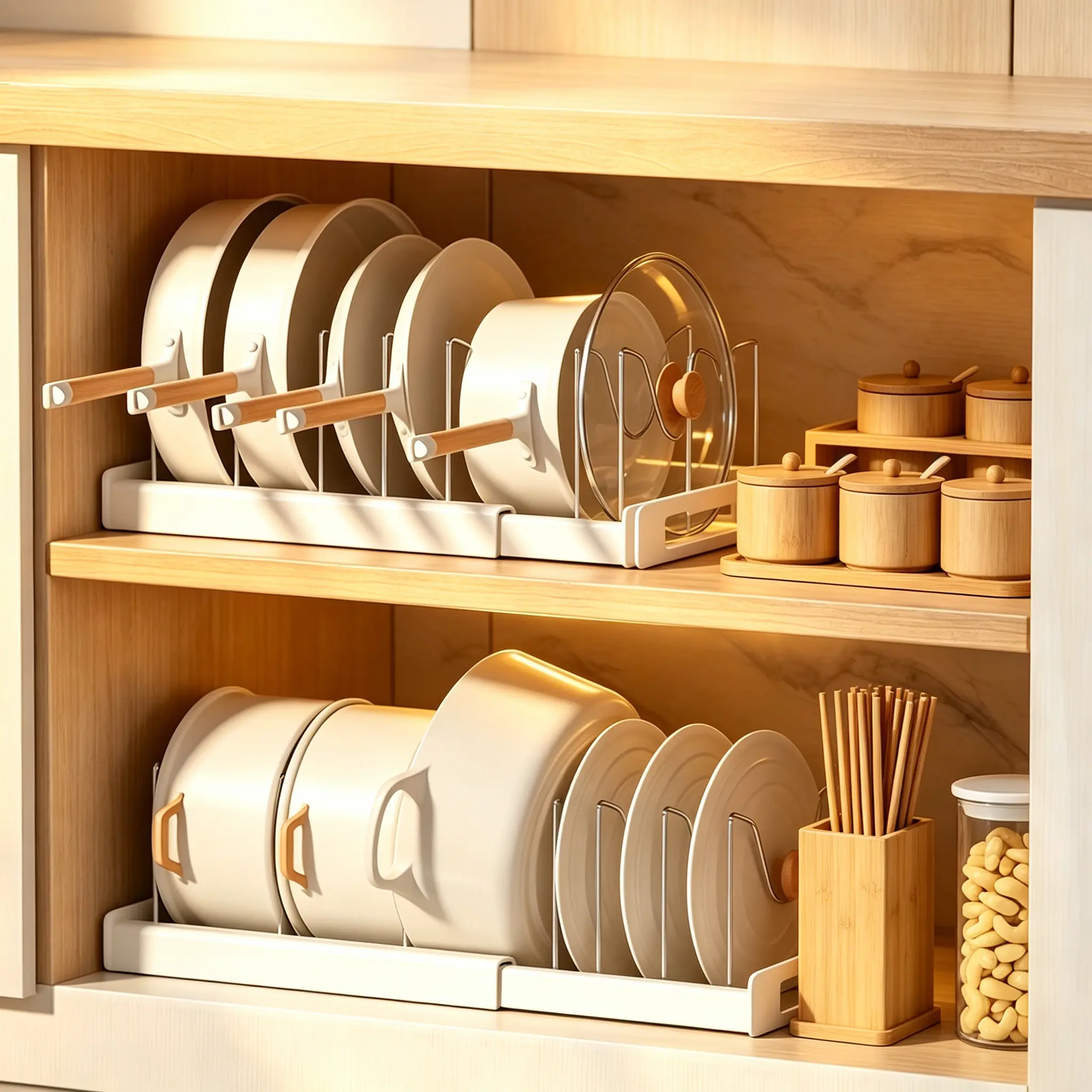 Partition Cooking Pan 1 adjustable multi-purpose cooking utensil storage rack, suitable for ...