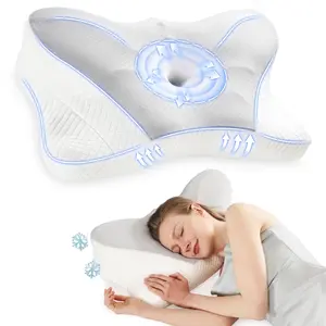Cervical Neck Support Pillow w/ Cooling Pillow cover, Ergonomic Memory Foam