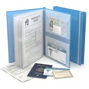 Important Document Organizer, Folders for Documents, Family File Folder Organizer with Elastic Band, Binder Organizer for Paper, Certificates, Passports, Photos, 1 pc
