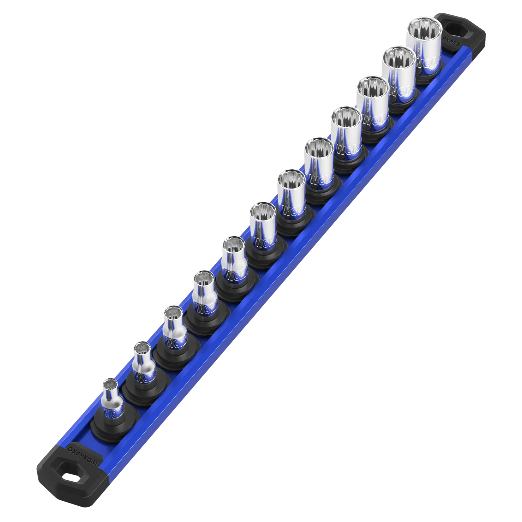 #Summersales WORKPRO Magnetic Socket Organizer, Drive Aluminum Alloy Socket Rail, Heavy Duty Socket Holder, Socket Rack Kit