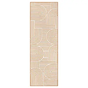 【Christmas Gift】2 x 6 ft Polyester Cashmere Orange Rectangular Hallway Bathroom Entryway Kitchen Office Foldable Geometric Modern Washable Area Rug
