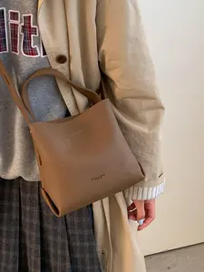 Leather Bucket Crossbody Bag, Pu Leather
